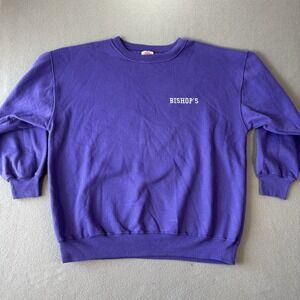 VTG Bishop's University Sweatshirt Mens XL Purple College 90s Y2K Streetwear MiC
